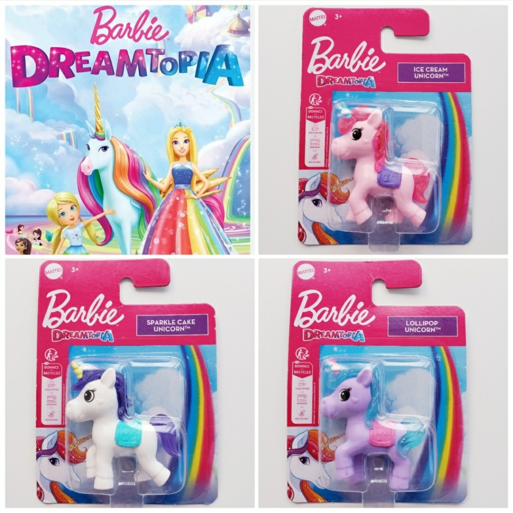 NEW Barbie Dreamtopia 3 Unicorns Lollipop / Ice Cream & Sparkle Cake Unicorn